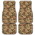 Vintage Brown Bohemian Floral Print Front and Back Car Floor Mats