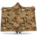 Vintage Brown Bohemian Floral Print Hooded Blanket