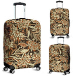 Vintage Brown Bohemian Floral Print Luggage Cover GearFrost