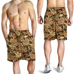 Vintage Brown Bohemian Floral Print Men's Shorts
