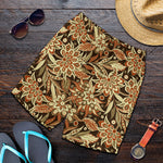 Vintage Brown Bohemian Floral Print Men's Shorts