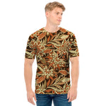 Vintage Brown Bohemian Floral Print Men's T-Shirt