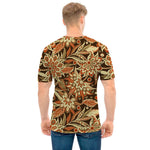 Vintage Brown Bohemian Floral Print Men's T-Shirt