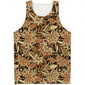 Vintage Brown Bohemian Floral Print Men's Tank Top
