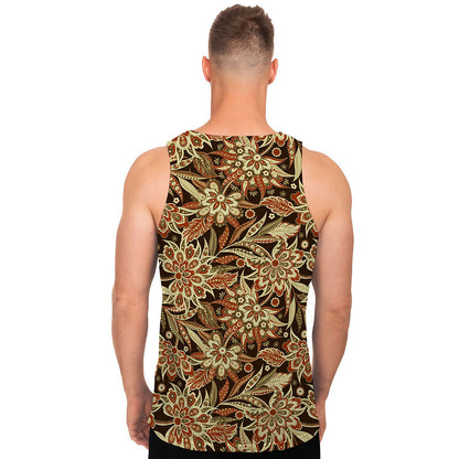 Vintage Brown Bohemian Floral Print Men's Tank Top