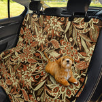Vintage Brown Bohemian Floral Print Pet Car Back Seat Cover