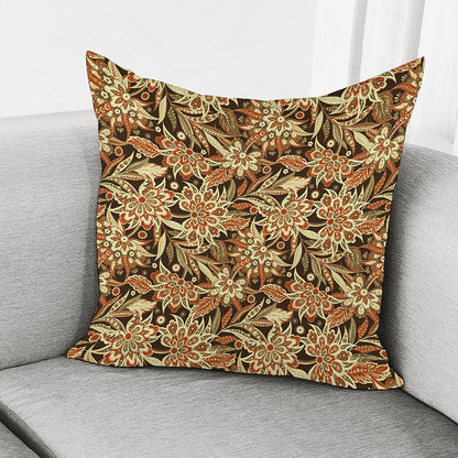 Vintage Brown Bohemian Floral Print Pillow Cover