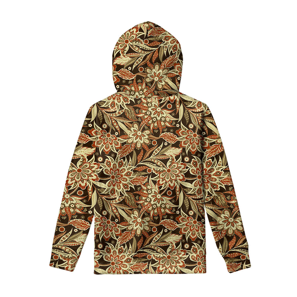 Vintage Brown Bohemian Floral Print Pullover Hoodie