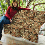 Vintage Brown Bohemian Floral Print Quilt