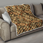 Vintage Brown Bohemian Floral Print Quilt