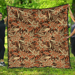 Vintage Brown Bohemian Floral Print Quilt