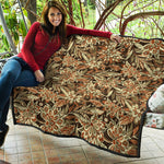 Vintage Brown Bohemian Floral Print Quilt