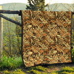 Vintage Brown Bohemian Floral Print Quilt