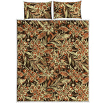Vintage Brown Bohemian Floral Print Quilt Bed Set
