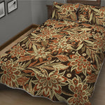 Vintage Brown Bohemian Floral Print Quilt Bed Set