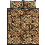 Vintage Brown Bohemian Floral Print Quilt Bed Set