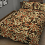 Vintage Brown Bohemian Floral Print Quilt Bed Set