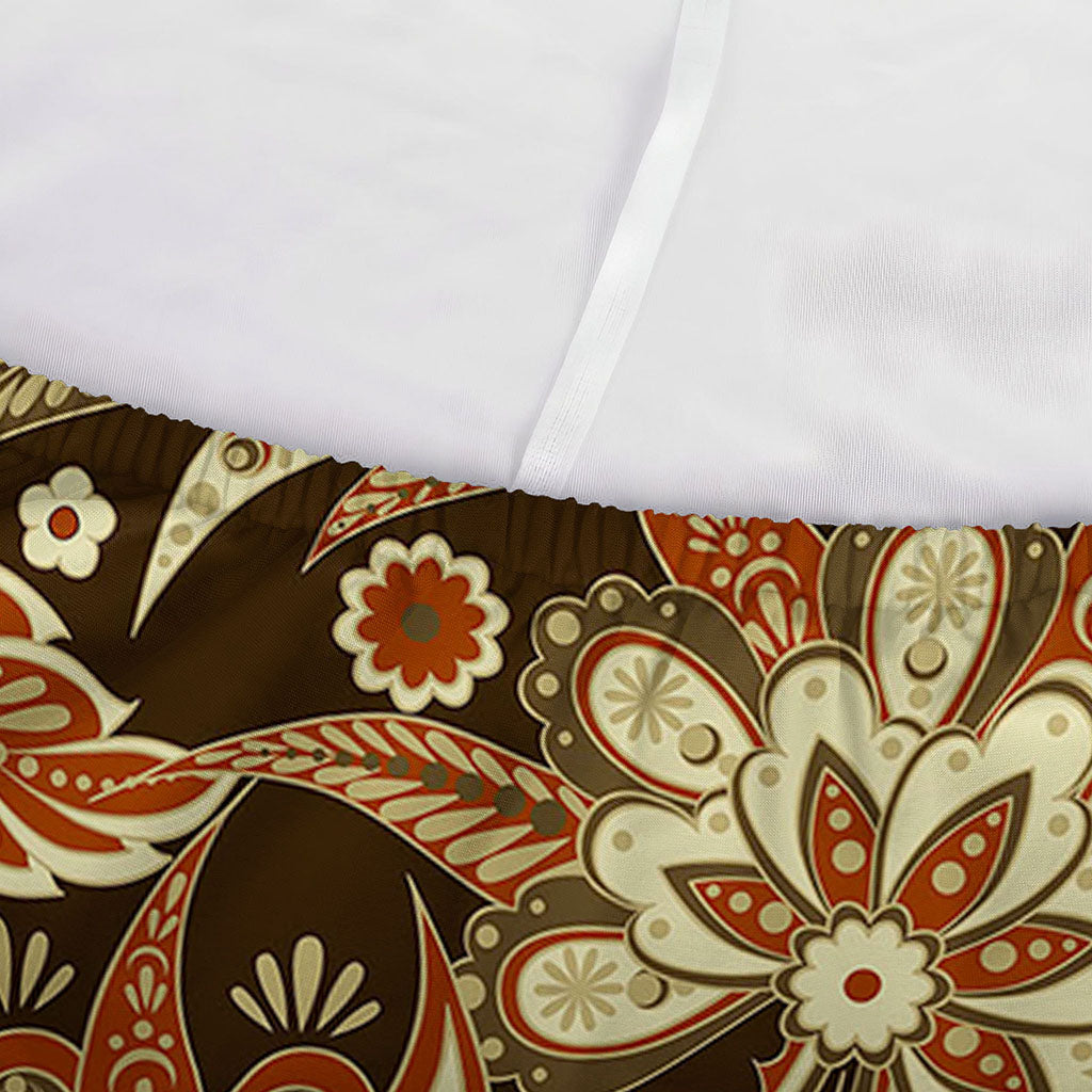 Vintage Brown Bohemian Floral Print Sofa Cover