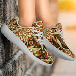 Vintage Brown Bohemian Floral Print Sport Shoes GearFrost