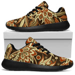 Vintage Brown Bohemian Floral Print Sport Shoes GearFrost