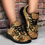 Vintage Brown Bohemian Floral Print Sport Shoes GearFrost