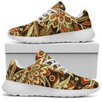 Vintage Brown Bohemian Floral Print Sport Shoes GearFrost