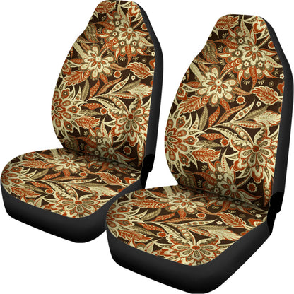 Vintage Brown Bohemian Floral Print Universal Fit Car Seat Covers