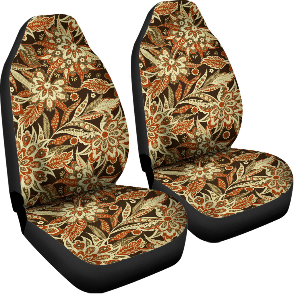Vintage Brown Bohemian Floral Print Universal Fit Car Seat Covers