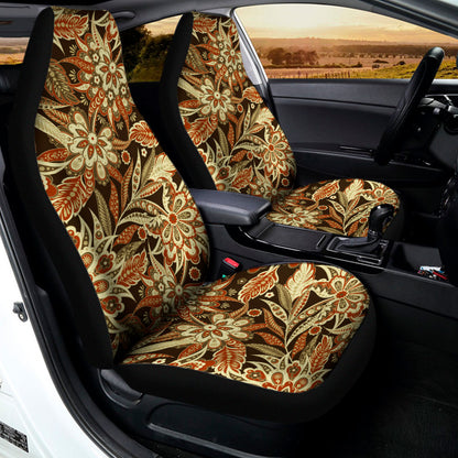 Vintage Brown Bohemian Floral Print Universal Fit Car Seat Covers