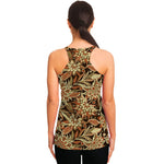 Vintage Brown Bohemian Floral Print Women's Racerback Tank Top