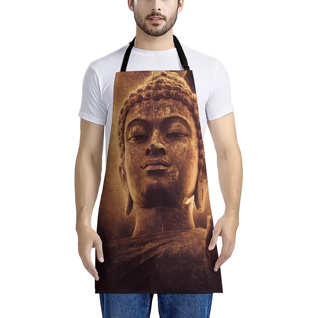 Vintage Buddha Statue Print Apron