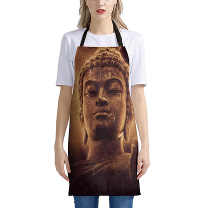 Vintage Buddha Statue Print Apron