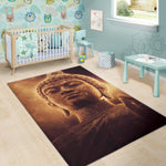 Vintage Buddha Statue Print Area Rug GearFrost