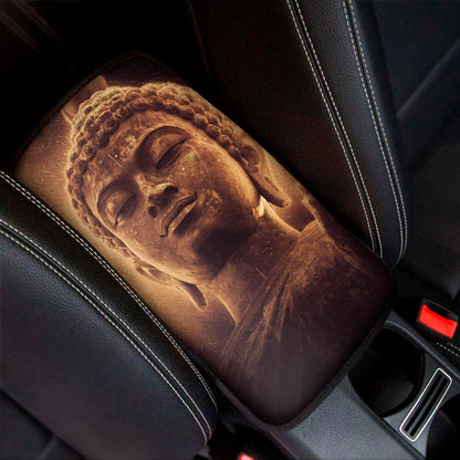 Vintage Buddha Statue Print Car Center Console Cover