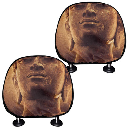 Vintage Buddha Statue Print Car Headrest Covers