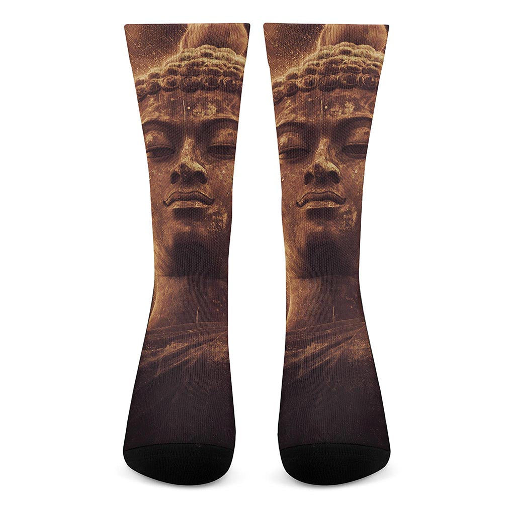 Vintage Buddha Statue Print Crew Socks
