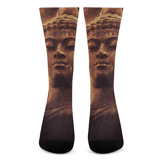 Vintage Buddha Statue Print Crew Socks
