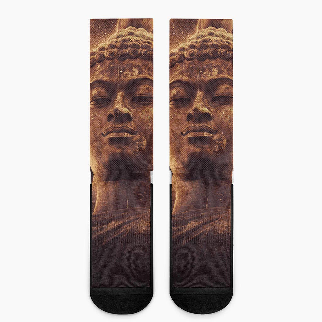 Vintage Buddha Statue Print Crew Socks