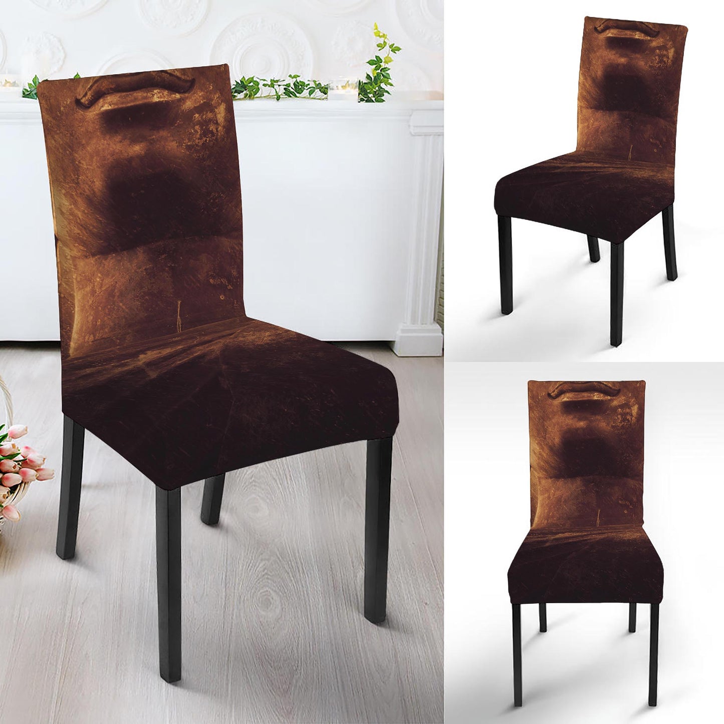 Vintage Buddha Statue Print Dining Chair Slipcover