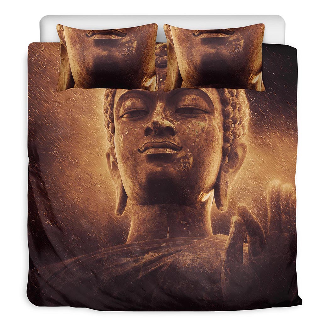 Vintage Buddha Statue Print Duvet Cover Bedding Set