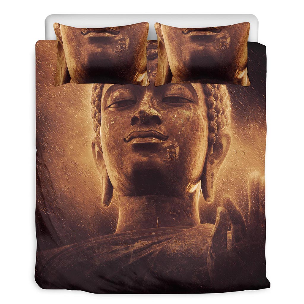 Vintage Buddha Statue Print Duvet Cover Bedding Set