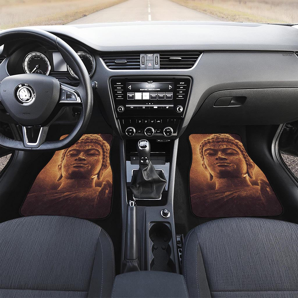 Vintage Buddha Statue Print Front and Back Car Floor Mats