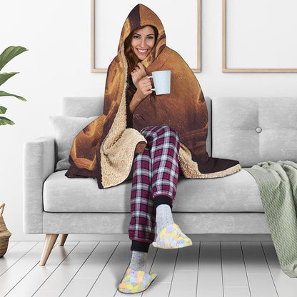 Vintage Buddha Statue Print Hooded Blanket