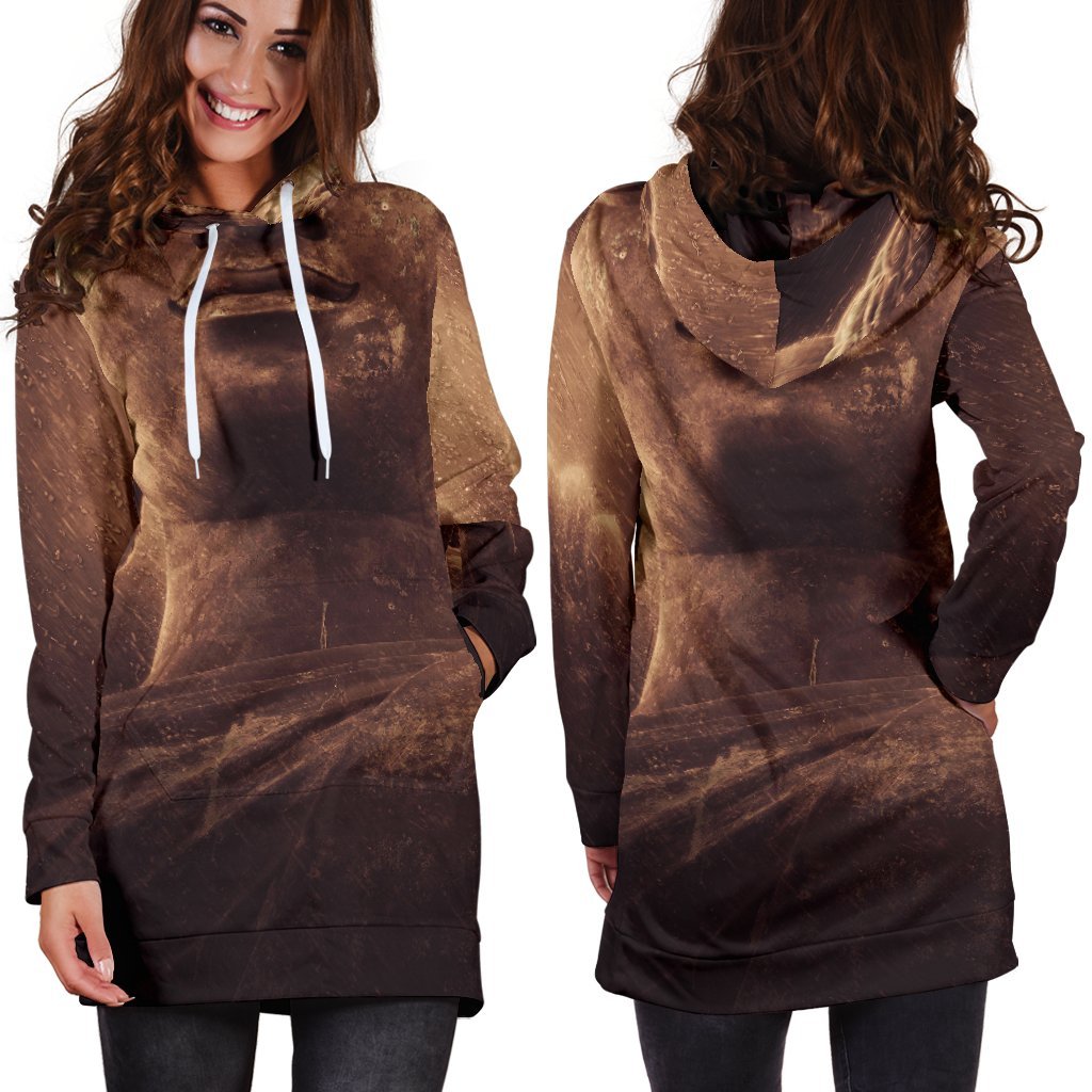 Vintage Buddha Statue Print Hoodie Dress GearFrost