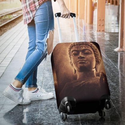 Vintage Buddha Statue Print Luggage Cover GearFrost