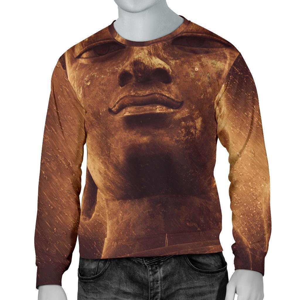 Vintage Buddha Statue Print Men's Crewneck Sweatshirt GearFrost
