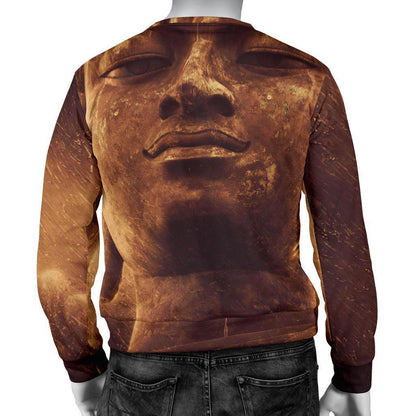 Vintage Buddha Statue Print Men's Crewneck Sweatshirt GearFrost