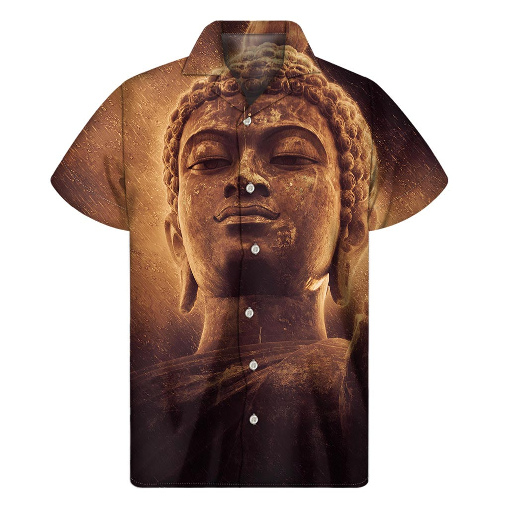 Vintage Buddha Statue Print Men's Short Sleeve Shirt