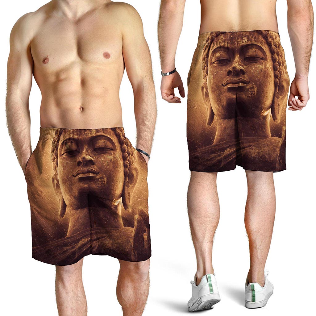 Vintage Buddha Statue Print Men's Shorts