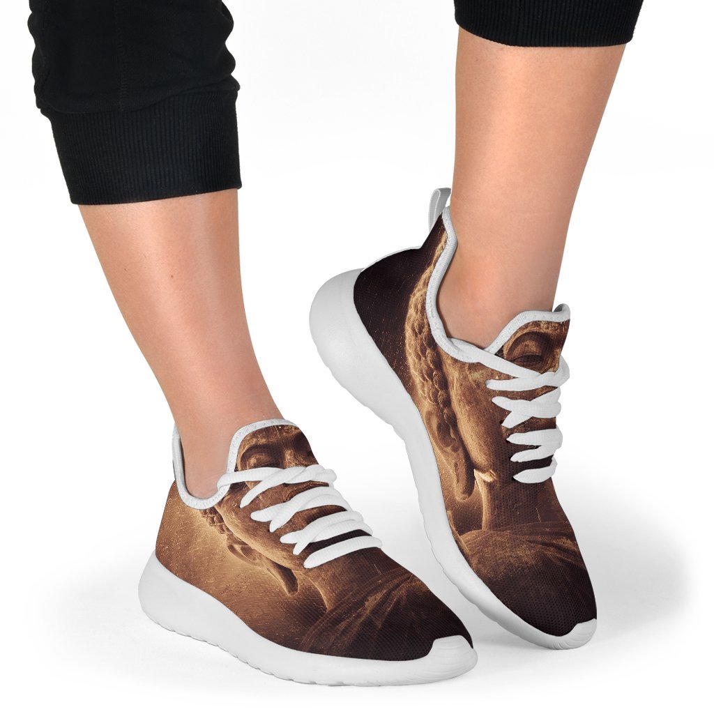 Vintage Buddha Statue Print Mesh Knit Shoes GearFrost